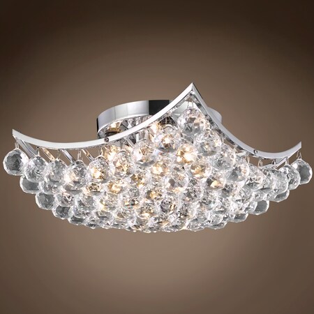 Joshua Marshal 4 & 6 Corner Design 4 Light 14 Chrome Flush Mount w/Clear Swarovski Cr 700912-003